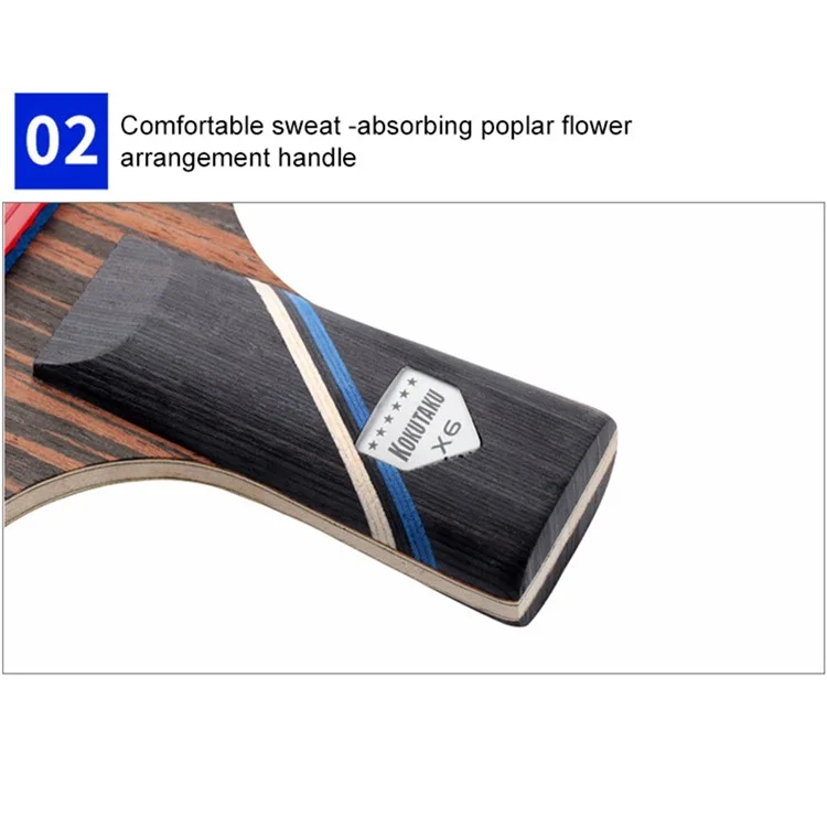 KOKUTAKU 2PCS  /  Set 6-Star Table Tennis Racket Beginner Ping Pong Paddle with Carry Case - Handshake Grip