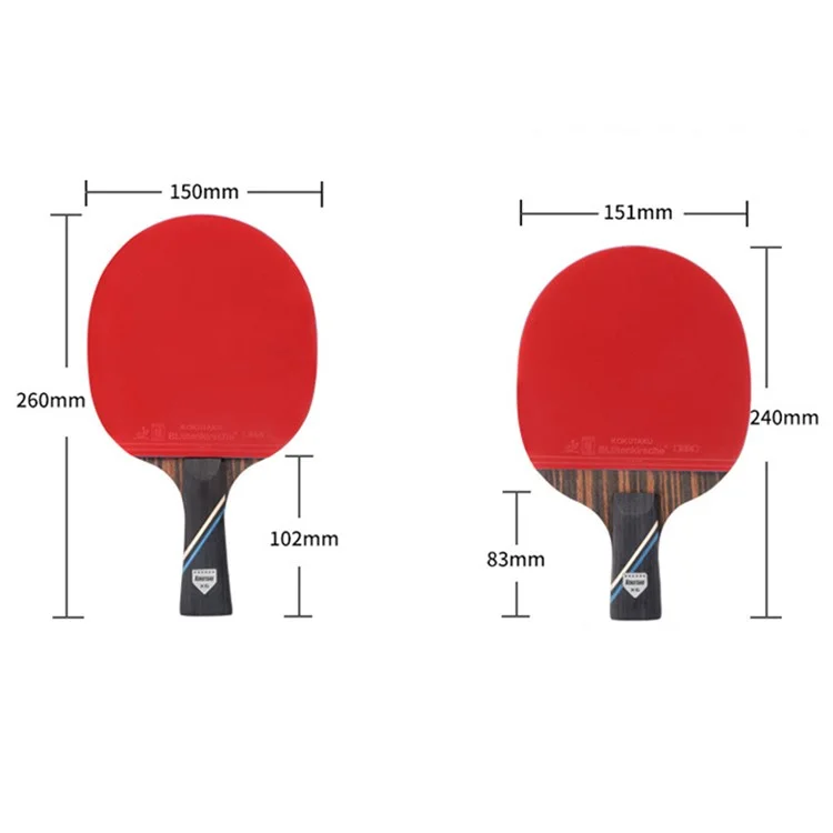 KOKUTAKU 2PCS  /  Set 6-Star Table Tennis Racket Beginner Ping Pong Paddle with Carry Case - Handshake Grip