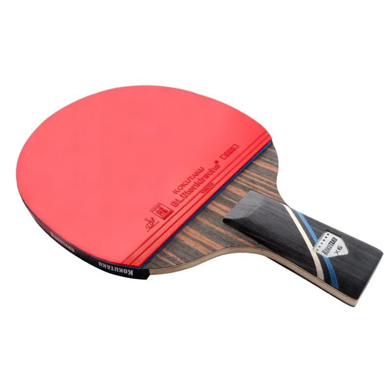 KOKUTAKU 2PCS / Set de raquetas de tenis de mesa de 6 estrellas para principiantes, con funda de transporte - Estilo de sujeción de pluma