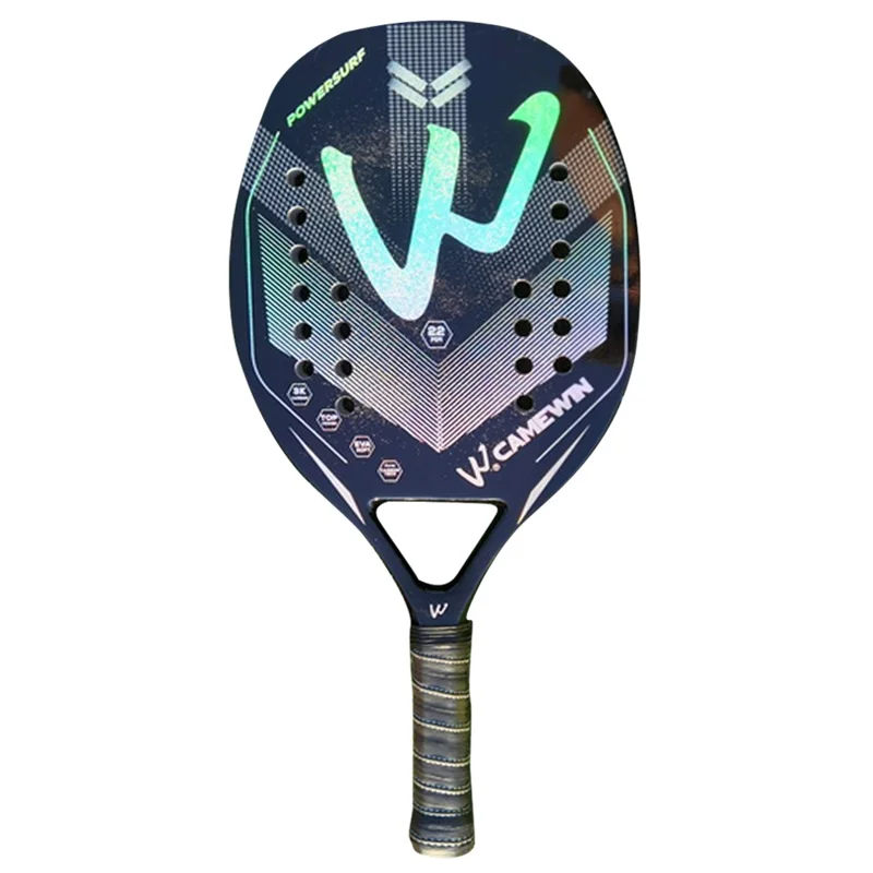 CAMEWIN 4006 Tennis Paddle Racquet 3K Carbon Fiber+Soft EVA Beach Tennis Racket, mit Handgelenkband + 2 Griffband - Schwarz+Silber