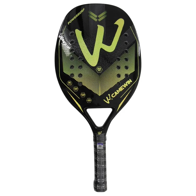 CAMEWIN 4006 Tennis Paddle Racquet 3K Carbon Fiber+Soft EVA Beach Tennis Racket, with Wristband + 2 Grip Tape - Yellow