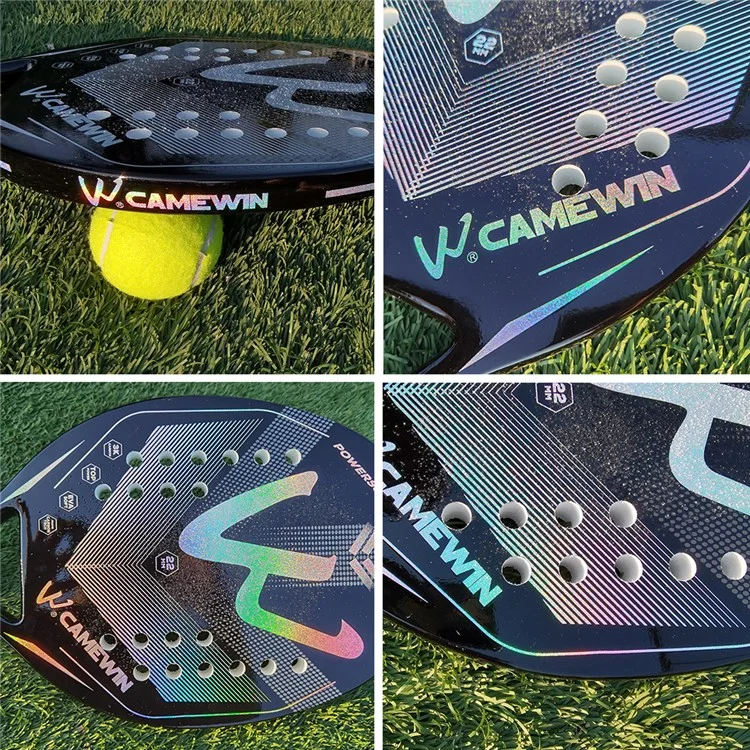 CAMEWIN 4006 Tennis Paddle Racquet 3K Carbon Fiber+Soft EVA Beach Tennis Racket, with Wristband + 2 Grip Tape - Yellow