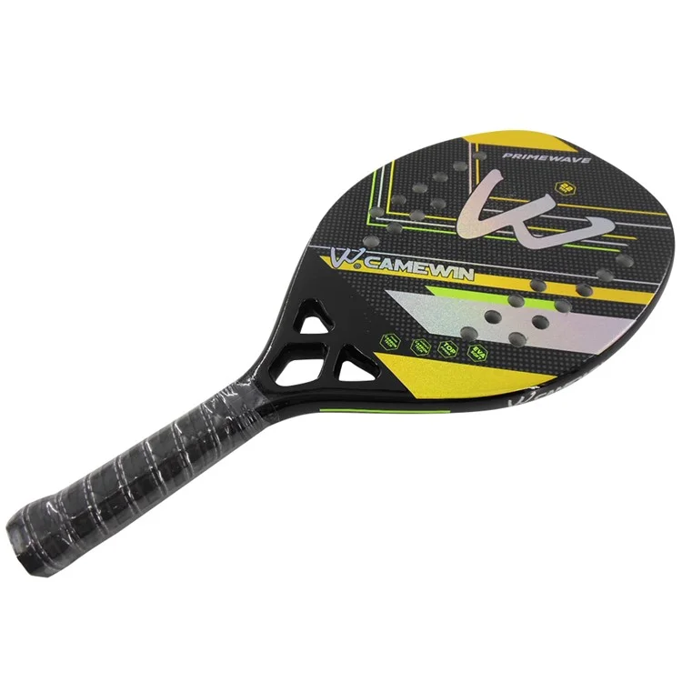 CAMEWIN 4009 3K Carbon Fiber+Soft EVA Beach Tennis Racket Tennis Paddle Racquet with Storage Bag - Yellow+Green