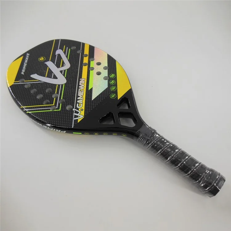 CAMEWIN 4009 3K Carbon Fiber+Soft EVA Beach Tennis Racket Tennis Paddle Racquet with Storage Bag - Yellow+Green