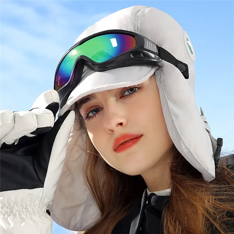 GOLOVEJOY DMZ88 Cappello Invernale con Occhiali, Paraorecchie da Sci Neve Più Caldo Cappello Trappola per Uomo, Donna - Nero / Occhiali Trasparenti