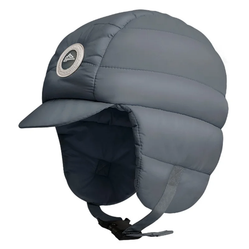 GOLOVEJOY DMZ91 Men's Winter Windproof Brim Design Bomber Hat Skiing Down Earflap Beanie Cap Keeping Warm - Dark Grey