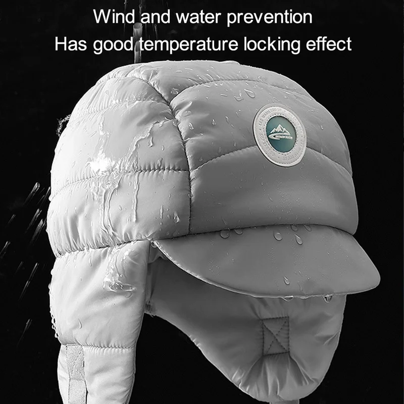 GOLOVEJOY DMZ91 Men's Winter Windproof Brim Design Bomber Hat Skiing Down Earflap Beanie Cap Keeping Warm - Dark Grey