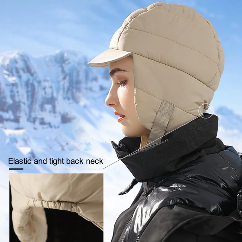 GOLOVEJOY DMZ91 Men's Winter Windproof Brim Design Bomber Hat Skiing Down Earflap Beanie Cap Keeping Warm - Dark Grey