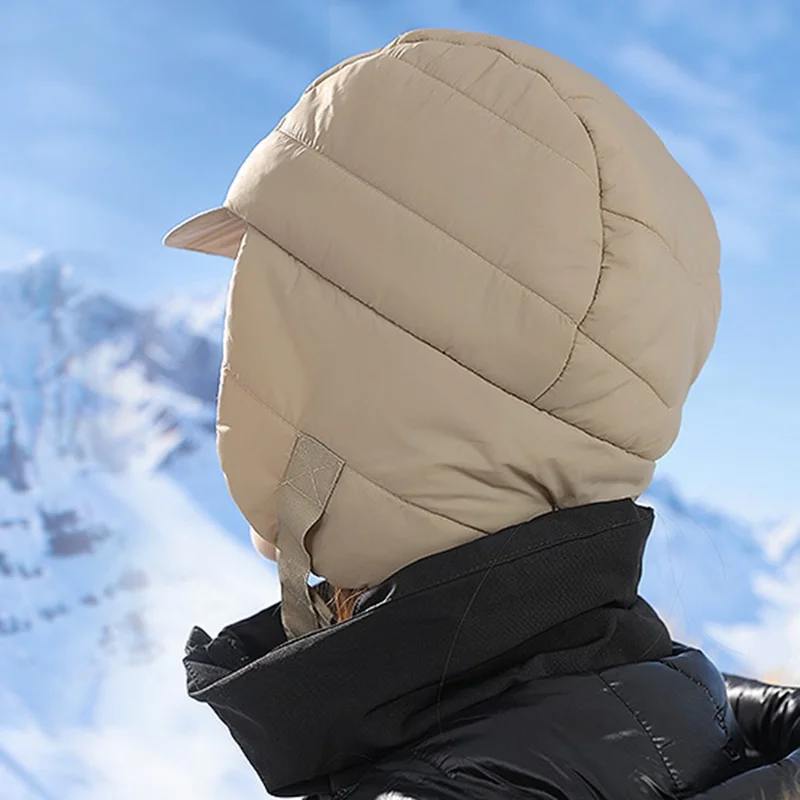 GOLOVEJOY DMZ91 Men's Winter Windproof Brim Design Bomber Hat Skiing Down Earflap Beanie Cap Keeping Warm - Dark Grey
