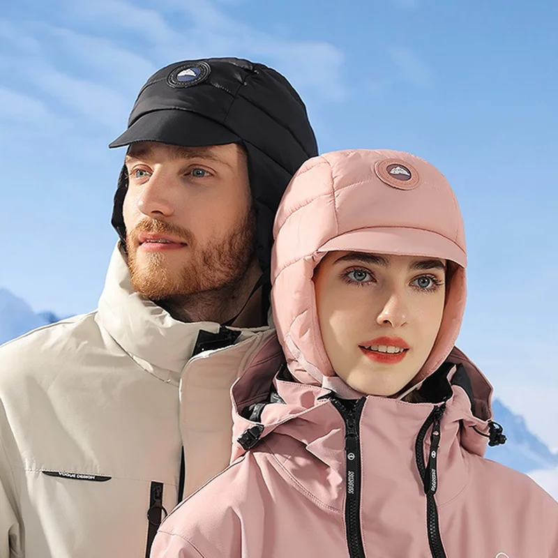 GOLOVEJOY DMZ91 Men's Winter Windproof Brim Design Bomber Hat Skiing Down Earflap Beanie Cap Keeping Warm - Dark Grey