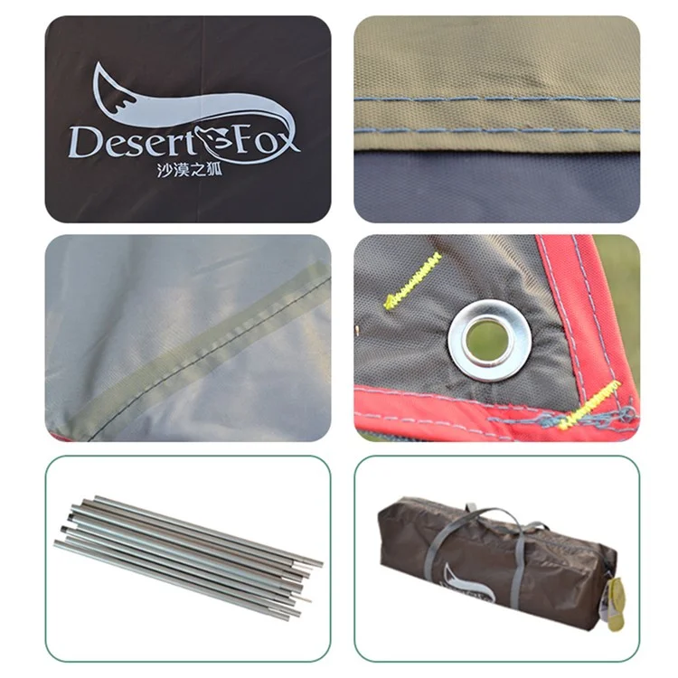 DESERT&FOX 210D Тент из оксфордской ткани для наружного использования, кемпинга, тента, солнцезащитного укрытия, 550 * 560 см (со стандартными железными стойками)