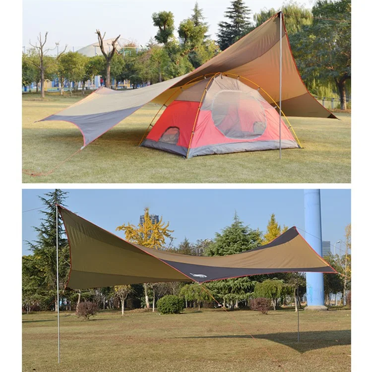 Desert & Fox Sun Shelter 210d Oxford Tent Tarp Campamento ao ar Livre Twning Tarp Rainfly, 550*560cm (espessura de Ferro)