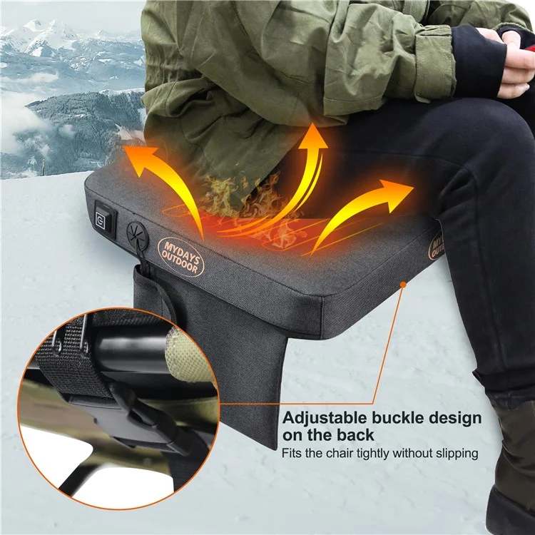 MYDAYS OUTDOOR Heated Seat Cushion 3 Mode Adjustable USB Powered Heating Seat Pads for Camping, Fishing (Power Bank not Included)
