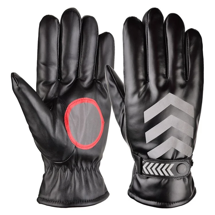 AOTU 1 Par de Luvas de Ciclismo Masculinas Touch Screen PU Couro Reflexivo Quente - Preto