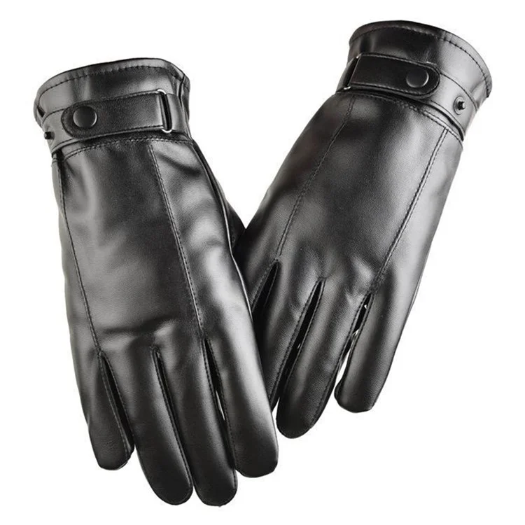 AOTU 1 Coppia di Guanti da Ciclismo per Uomo Touch Screen Dita Intere Impermeabili in Pelle PU Caldi Mittens