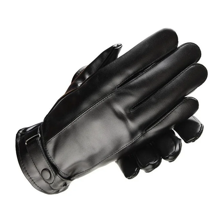 AOTU 1 Coppia di Guanti da Ciclismo per Uomo Touch Screen Dita Intere Impermeabili in Pelle PU Caldi Mittens