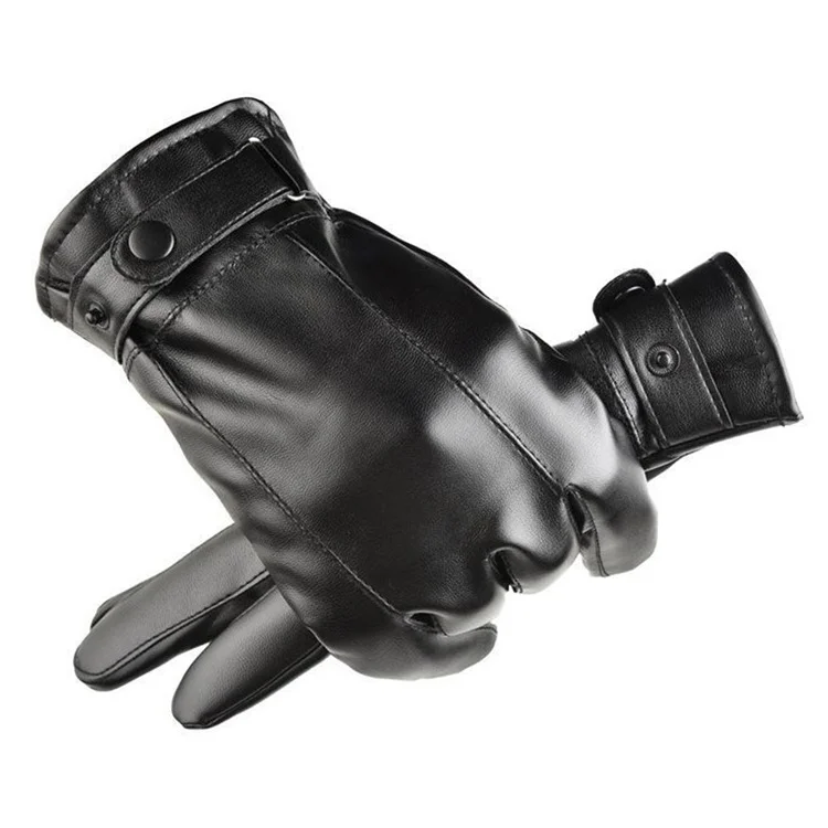 AOTU 1 Coppia di Guanti da Ciclismo per Uomo Touch Screen Dita Intere Impermeabili in Pelle PU Caldi Mittens