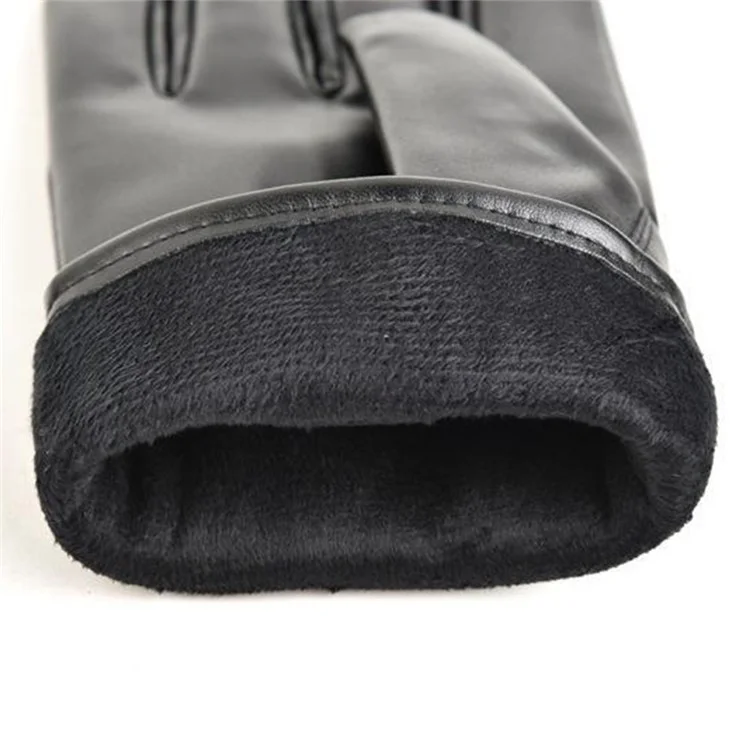 AOTU 1 Coppia di Guanti da Ciclismo per Uomo Touch Screen Dita Intere Impermeabili in Pelle PU Caldi Mittens