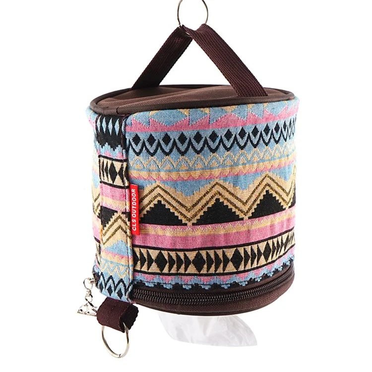 Держатель для бумажных салфеток на открытом воздухе Oxford Cloth Camping Tent Tree Hanging Tissue Roll Storage Box - Розовый + Синий