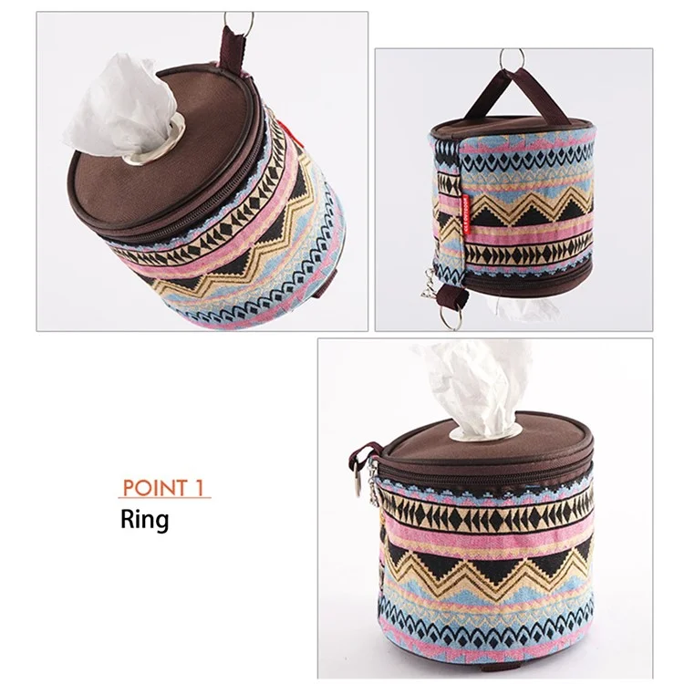 Держатель для бумажных салфеток на открытом воздухе Oxford Cloth Camping Tent Tree Hanging Tissue Roll Storage Box - Розовый + Синий