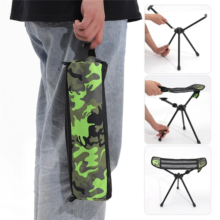 HALIN Silla Plegable de Camping Portátil de 600D Tela Oxford con Reposapiés para Senderismo, Pesca - Camuflaje Verde del Ejército