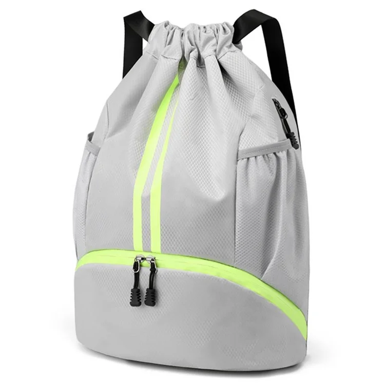 HALIN Drawstring Basketball Backpack Sports Ball Bag with Shoe Compartment - Grey