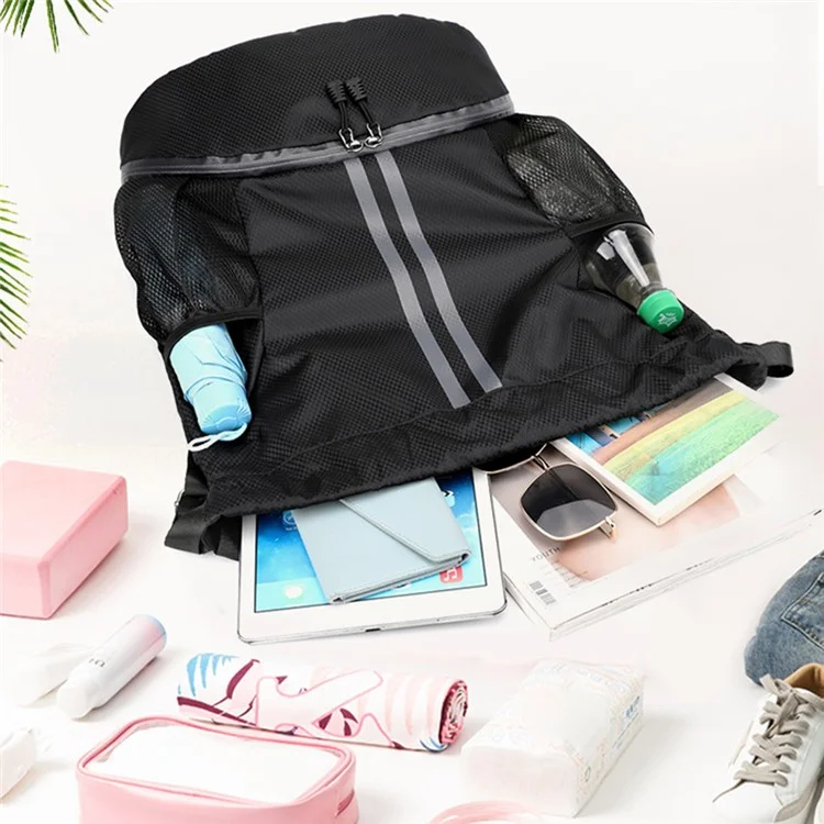 HALIN Drawstring Basketball Backpack Sports Ball Bag with Shoe Compartment - Grey