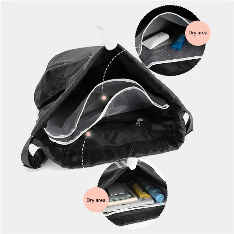 HALIN Drawstring Basketball Backpack Sports Ball Bag with Shoe Compartment - Grey