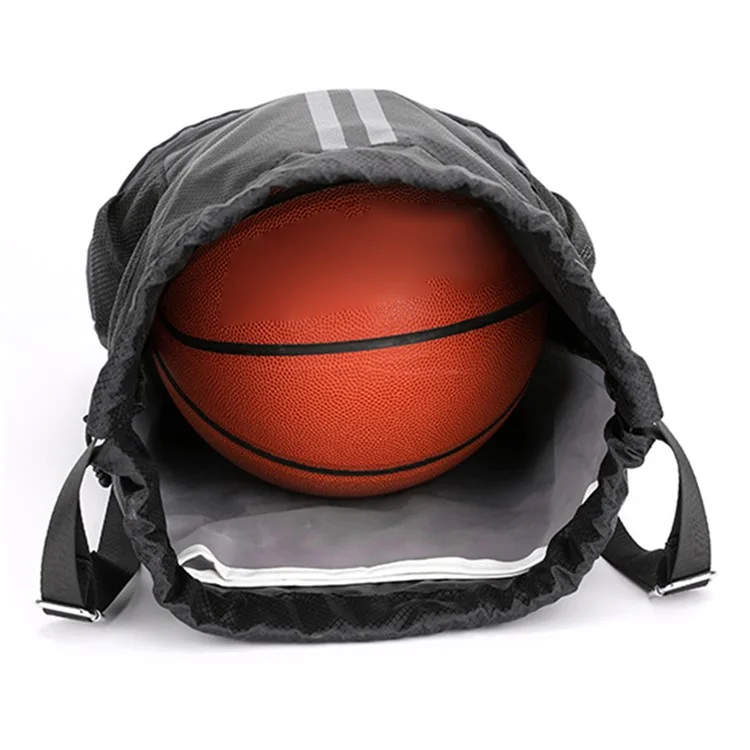 HALIN Drawstring Basketball Backpack Sports Ball Bag with Shoe Compartment - Grey