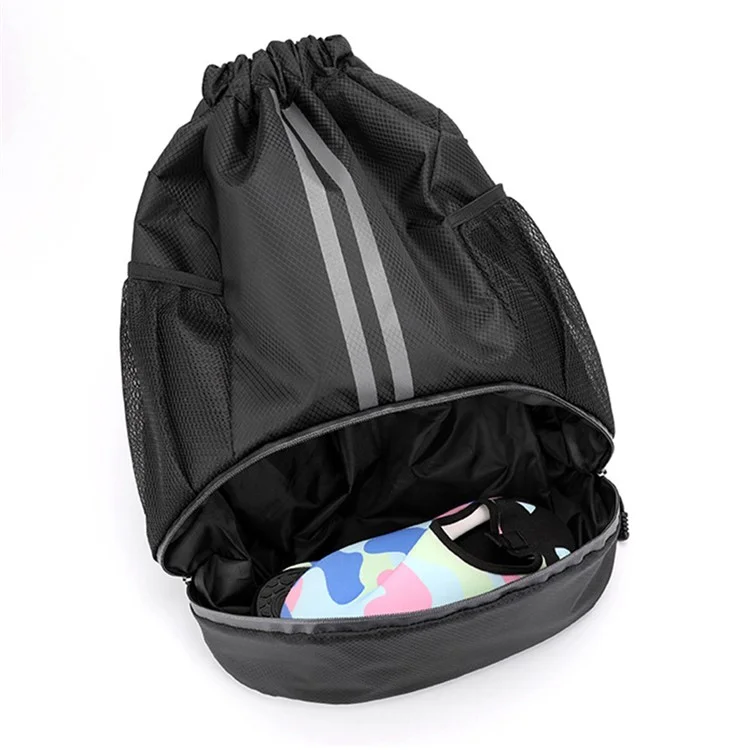 HALIN Drawstring Basketball Backpack Sports Ball Bag with Shoe Compartment - Grey