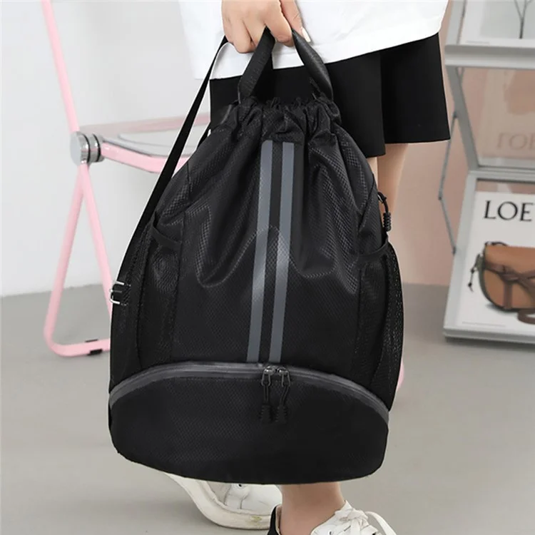 HALIN Drawstring Basketball Backpack Sports Ball Bag with Shoe Compartment - Grey