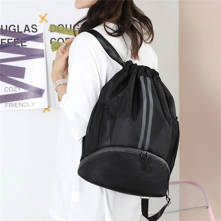 HALIN Drawstring Basketball Backpack Sports Ball Bag with Shoe Compartment - Grey