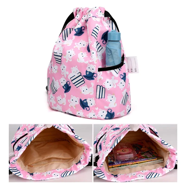 Mochila de Desenho Animado para Crianças HALIN, para Camping ao Ar Livre, Escola, Bolsa de Ombro com Cordão - Gato