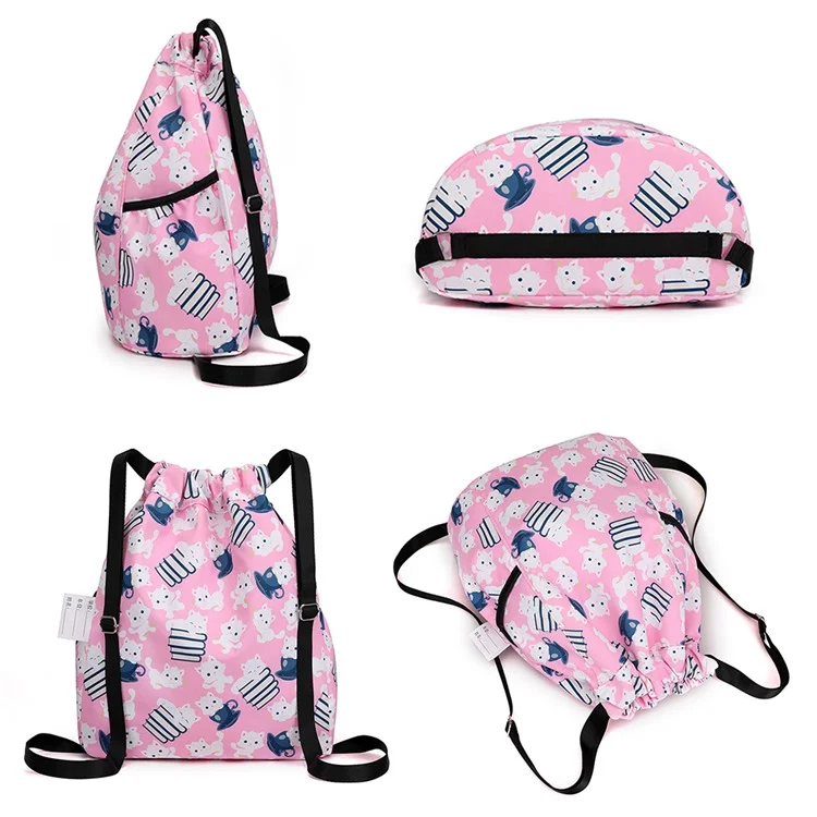 Mochila de Desenho Animado para Crianças HALIN, para Camping ao Ar Livre, Escola, Bolsa de Ombro com Cordão - Gato