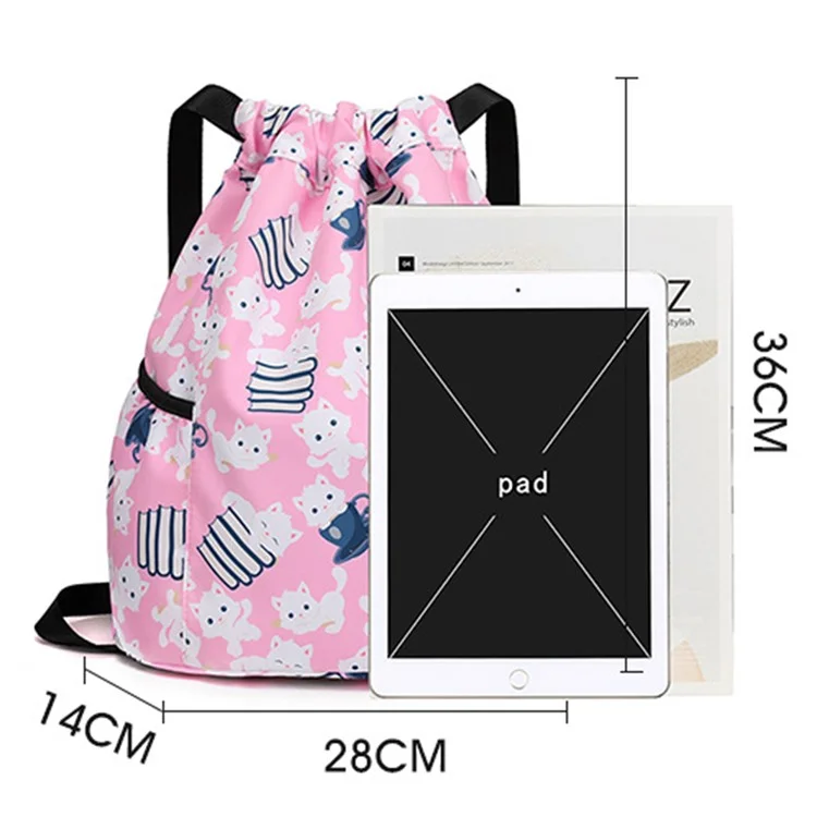 Mochila de Desenho Animado para Crianças HALIN, para Camping ao Ar Livre, Escola, Bolsa de Ombro com Cordão - Gato
