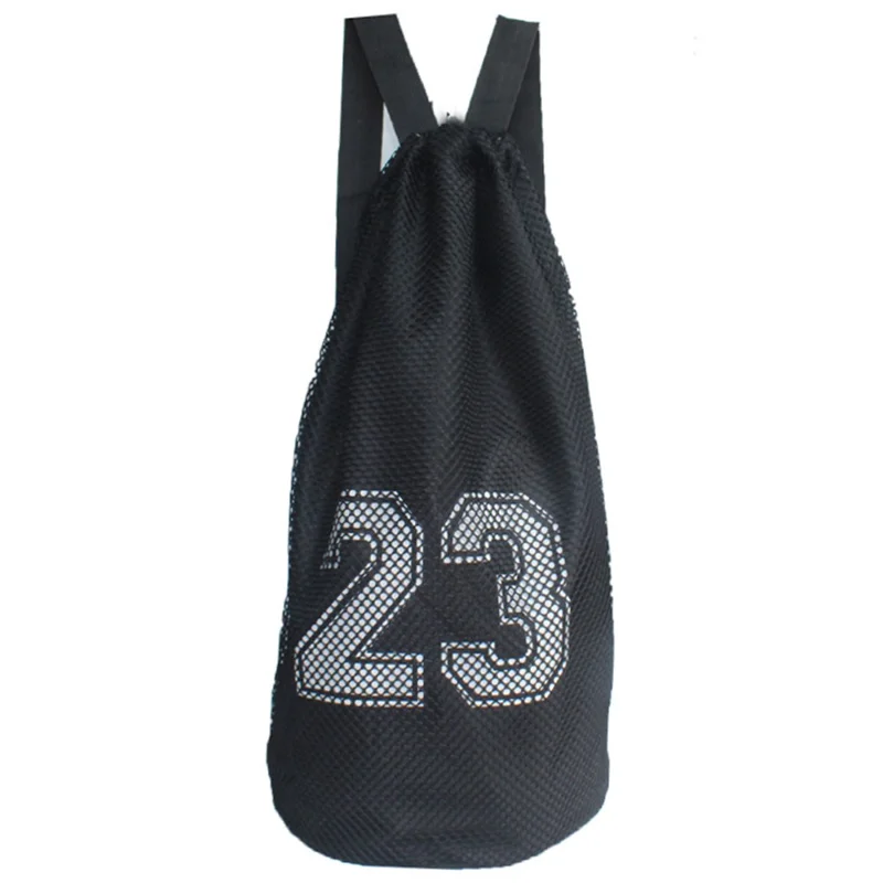 HALIN Nylon Kids Drawstring Bag Backpack Football Sports Gym Backpack - Black