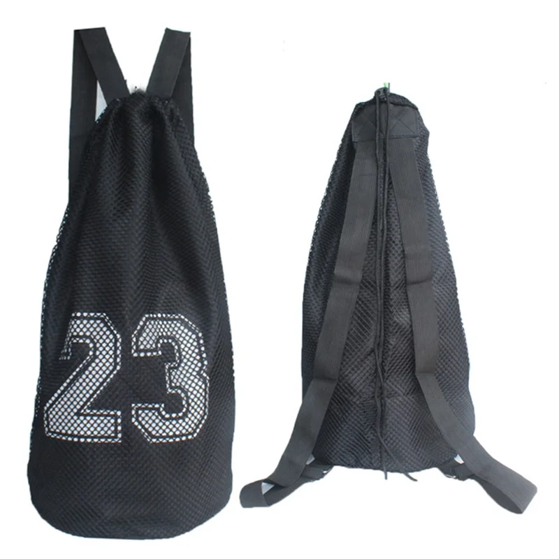 HALIN Nylon Kids Drawstring Bag Backpack Football Sports Gym Backpack - Black