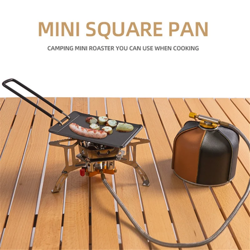 CLS Mini Rectangle Bakeware Griddle Outdoor Picnic Iron Grilling Pan with Handle (BPA-Free, No FDA Certificate)