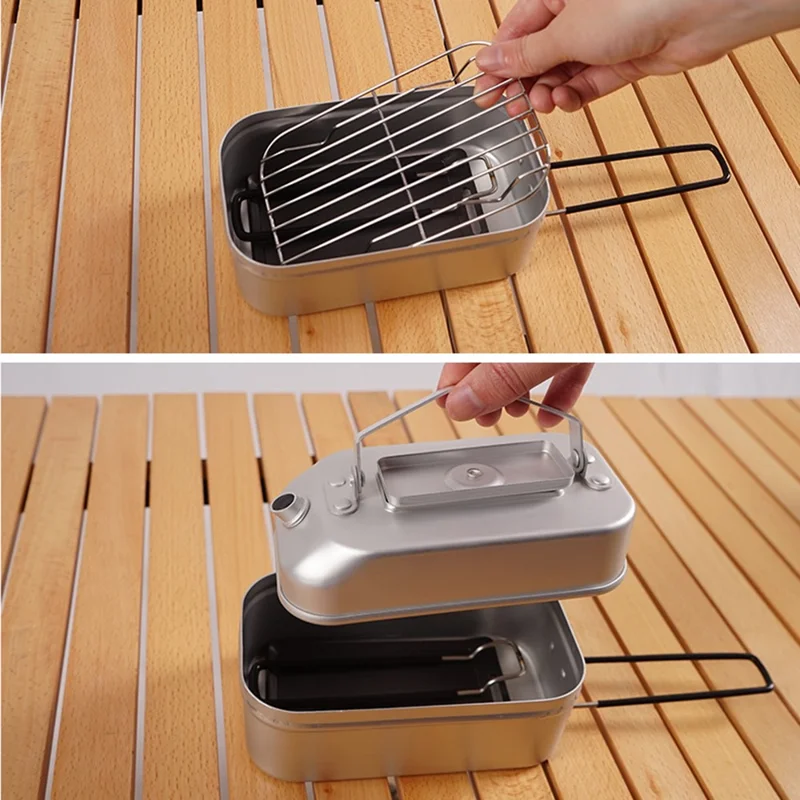 CLS Mini Rectangle Bakeware Griddle Outdoor Picnic Iron Grilling Pan with Handle (BPA-Free, No FDA Certificate)