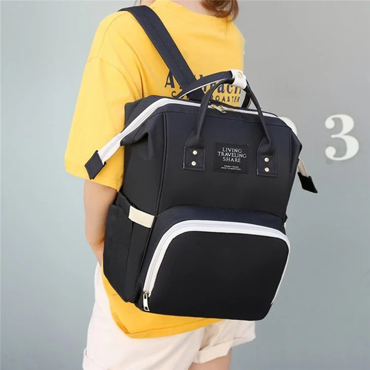 AOTU Oxford Cloth Baby Diaper Backpack Mommy Maternity Travel Bag Nappy Storage Bag, Size: S - Black