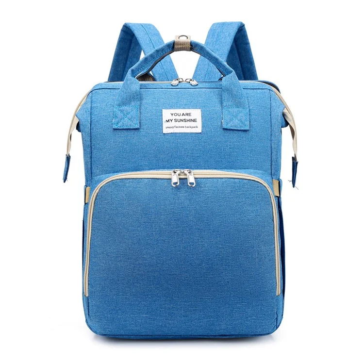 AOTU Baby Diaper Large Oxford Cloth Mommy Backpack Maternity Bag with Baby Sleeping Mat Bed Design - Baby Blue