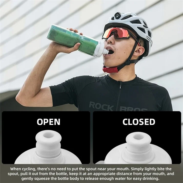 ROCKBROS BT65-1 670ml PP5+Silicone Insulation Water Bottle Cycling Squeeze Type Water Cup (BPA Free, No FDA Certification) - Pink