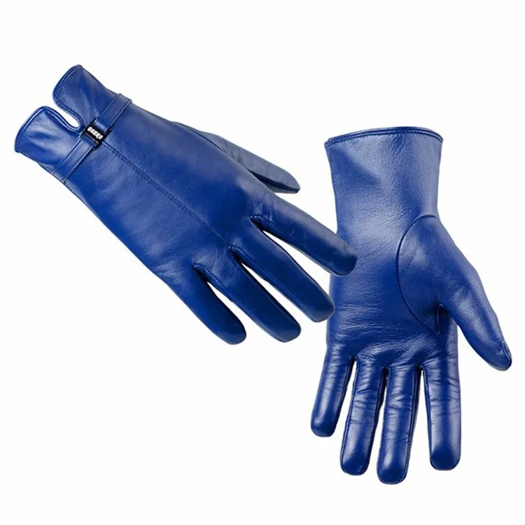 Ozero 1 Paar Frauen Winter Windprofessioneller Schaffell Lederhandschuhe Touchscreen Vollfuscheln Fäustlinge - Blau / xl