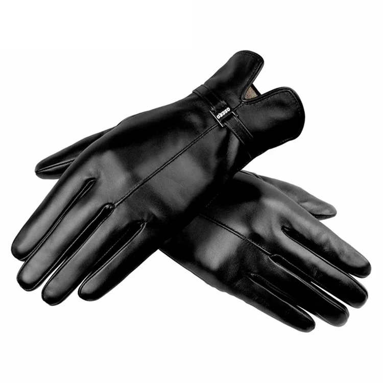 Ozero 1 Paar Frauen Winter Windprofessioneller Schaffell Lederhandschuhe Touchscreen Vollfuscheln Fäustlinge - Weinrot / L