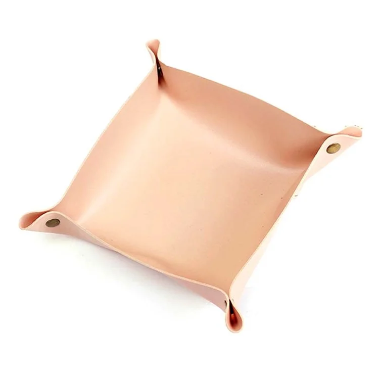 AOTU PVC Leather Camping Picnic Utensils Holding Tray Desktop Organizer Storage Box for Jewelry Key Coin - Pink