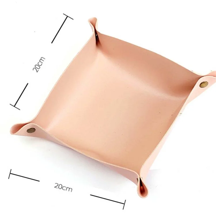 AOTU PVC Leather Camping Picnic Utensils Holding Tray Desktop Organizer Storage Box for Jewelry Key Coin - Pink