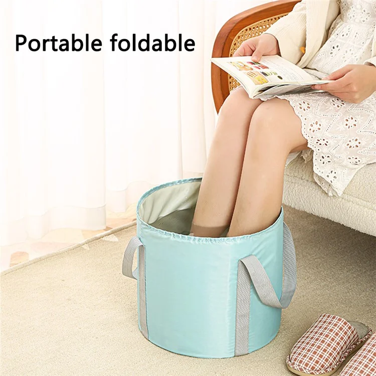 AOTU Home Foot Soaking Bucket Travel Thermal Insulation Aluminum Foil Layer Foldable Foot Bath Basin, Größe: L - Blau