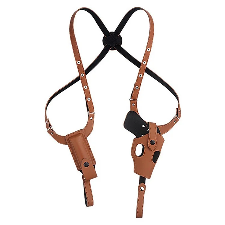 MANBA H248 Tactical Holster PU Leather Double Shoulder Concealment Holster Underarm Invisible Pistol Holster - Brown