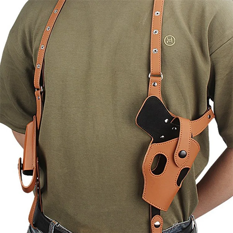 MANBA H248 Tactical Holster PU Leather Double Shoulder Concealment Holster Underarm Invisible Pistol Holster - Brown