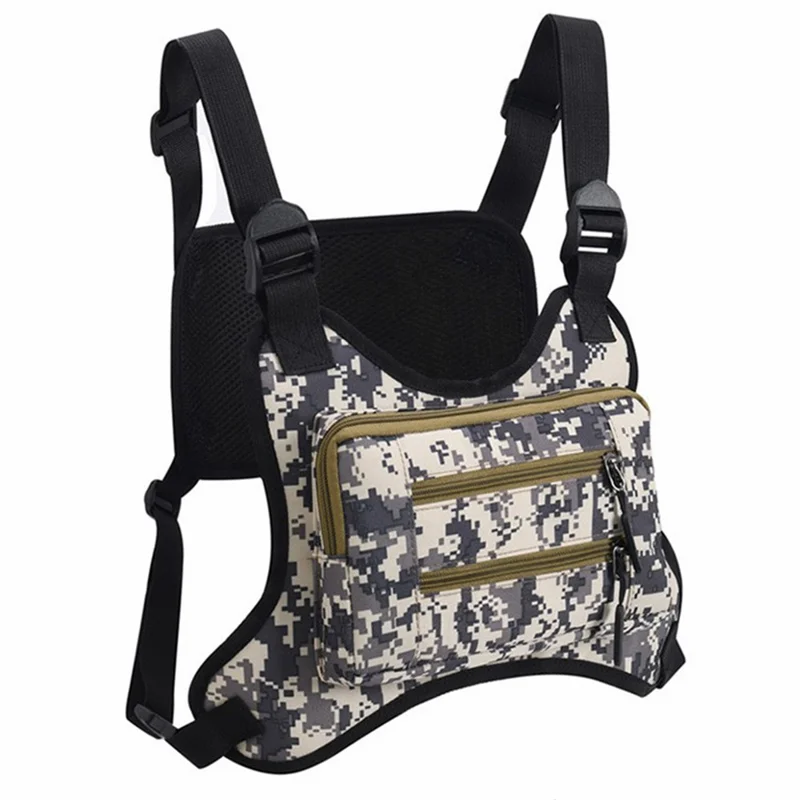 Outdoor Men Tactical Vest Bag Waterproof Polyester Multi-pockets Chest Bag - Digital Camouflage